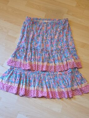 Plenty by Tracy Reese Blue and Pink Floral Tiered Skirt